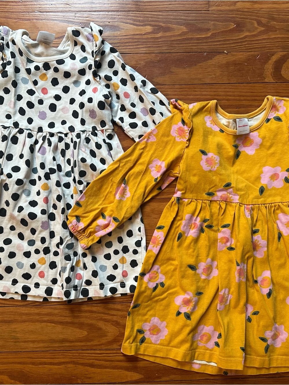 Girls 3T Hanna Floral Mustard and polka dot Long-Sleeve Dresses